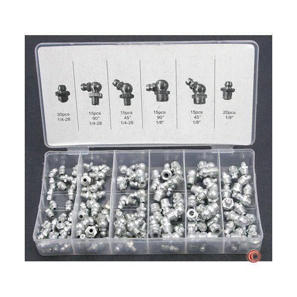 110 pc Hydraulic Grease Fitting Fittings Zerk Set SAE Standard - ToolPlanet
