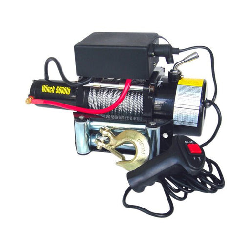 12 V 1.6 HP Electric Cable Winch 5,000 lb Capacity Truck Automotive - ToolPlanet