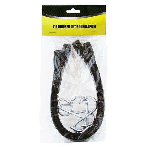 15" Rubber Tie Down EPDM Strap Steel Hook - 10 Pack - ToolPlanet