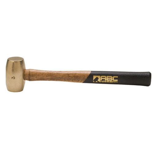 3 lb. Brass Hammer Non Slip 12.5" Wood Handle ABC Hammers ABC3BW - ToolPlanet