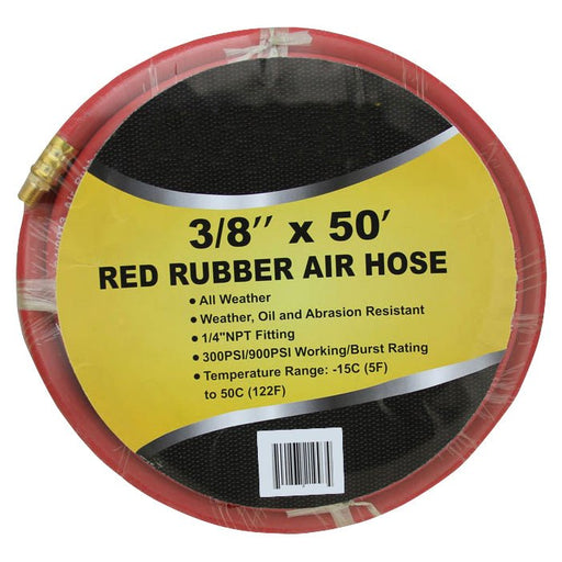 3/8 50 Ft Air Hose Red Rubber 300 psi Working Pressure 900 Burst - ToolPlanet