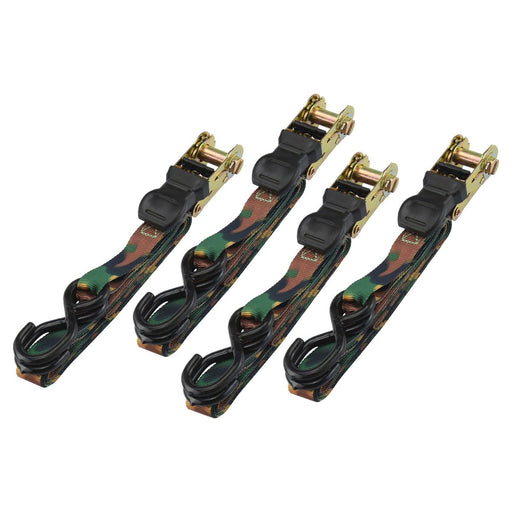 4 Pc 1" x 15' Camouflage Ratcheting Tie Down Strap - ToolPlanet