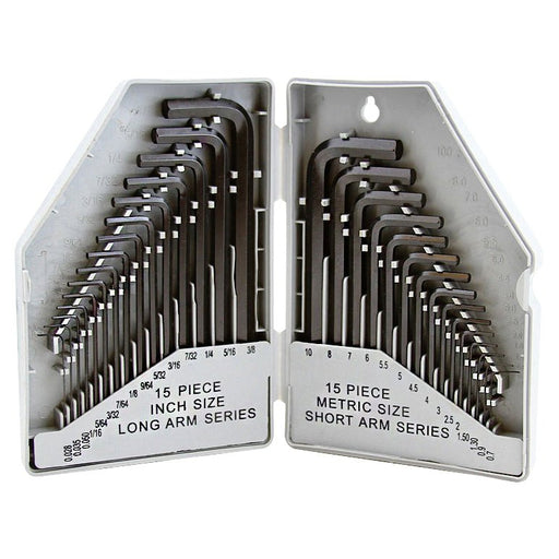 Hex Key Allen Wrench Set SAE and Metric 30 pc - ToolPlanet