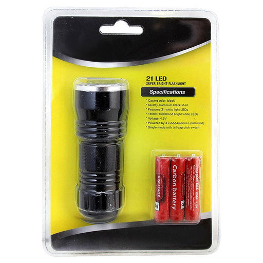 Pocket Flashlight Mini LED Aluminum Light 21 LEDs Black - ToolPlanet