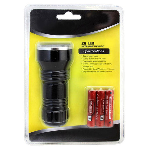 Pocket Flashlight Mini LED Aluminum Light 28 LEDs Black - ToolPlanet