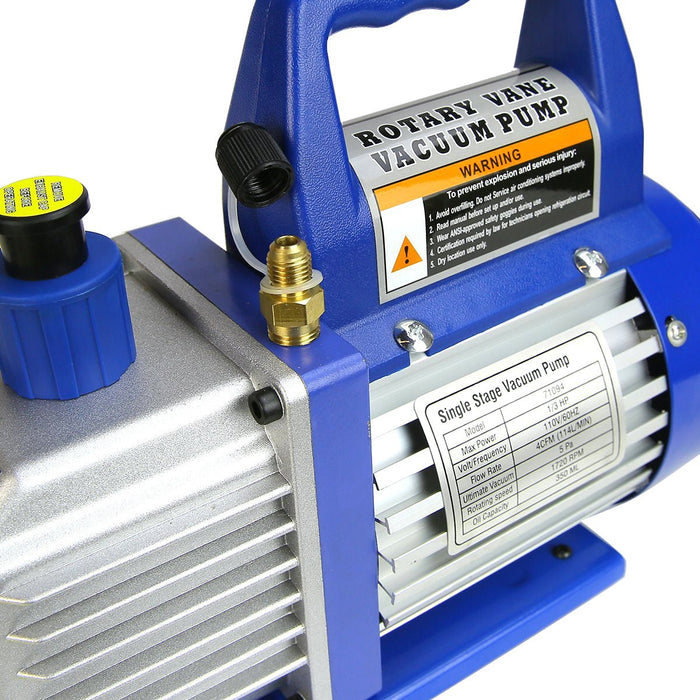 Refrigerator Vacuum Pump Single Stage Rotary Vane 1/3 HP Motor 4 CFM - ToolPlanet