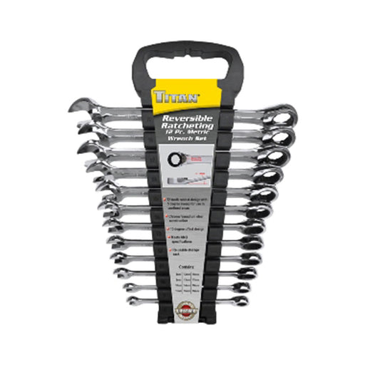 Titan Tools 12 Pc mm Reversible Ratcheting Wrench Set 17365 - ToolPlanet