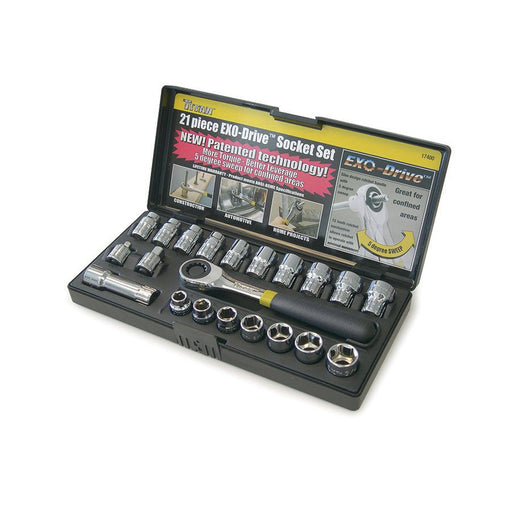 Titan Tools 21 Pc Exo-Drive SAE and Metric Socket Set 17400 - ToolPlanet