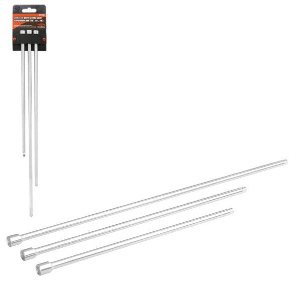 Tooluxe 3 Pc. 1/4 Drive Extension Bar Set 12, 15, 18 Inch 04158L - ToolPlanet
