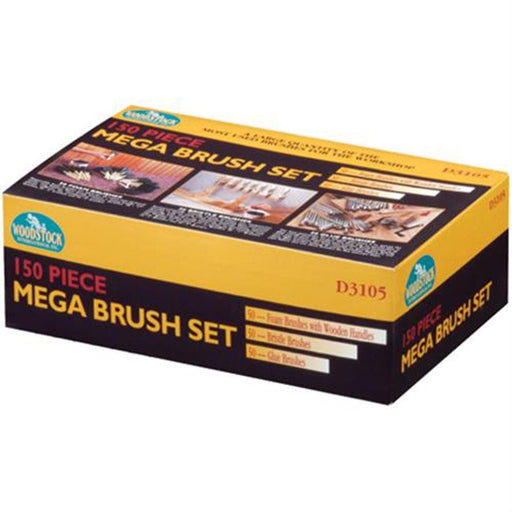 Woodstock 150 Pc. Mega Brush Set Foam Bristle Glue D3105 - ToolPlanet