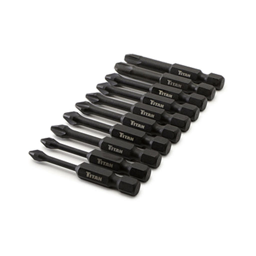 10 Pieces 2 in. Impact Bit Set - Titan 16233 - ToolPlanet