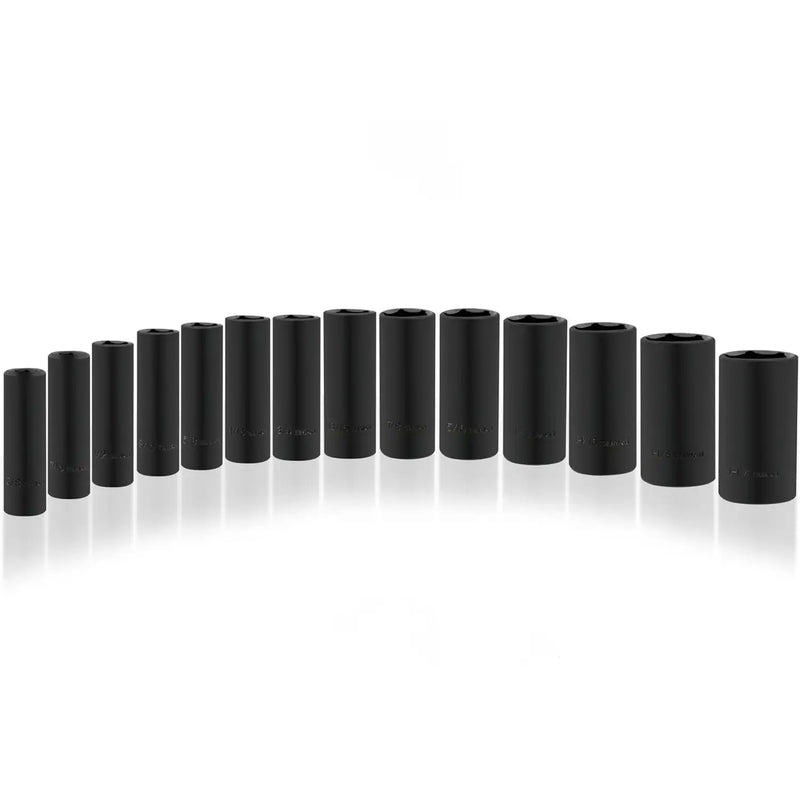 Impact Socket Set Deep Well SAE Standard 1/2 Drive 15 pc. 3/8 - 1-1/4