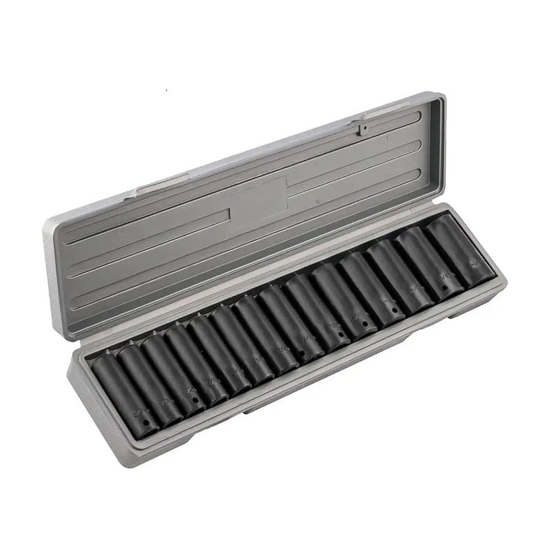 Impact Socket Set Deep Well SAE Standard 1/2 Drive 15 pc. 3/8 - 1-1/4