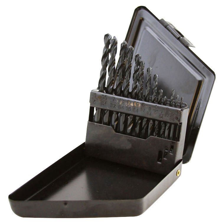 13 Pc. Titanium Drill Bit Set with Steel Case 1/16 to 1/4 Inch - ToolPlanet