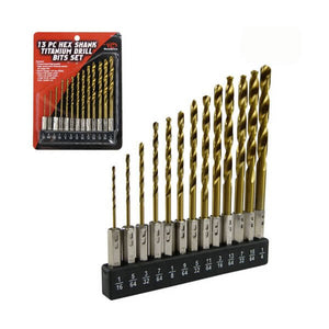 13 piece Titanium Hex Shank Drill Bit Set - ToolPlanet