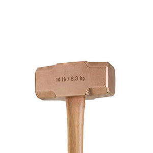 14 lb. Brass Hammer 32" Wood Handle Non Slip Grip ABC Hammers ABC14BW - ToolPlanet