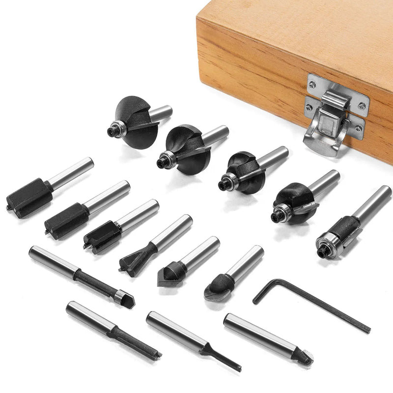 15 pc Tungsten Carbide Router Bit Set 1/4 Shank Precision Woodworking - ToolPlanet