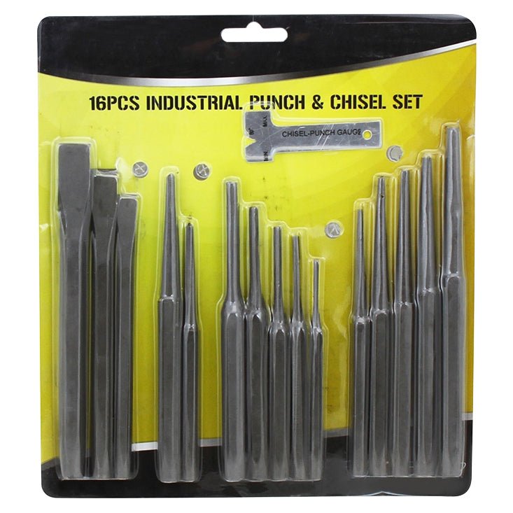 16 pc Punch Chisel Set Pin Taper Center Punches Cold — ToolPlanet