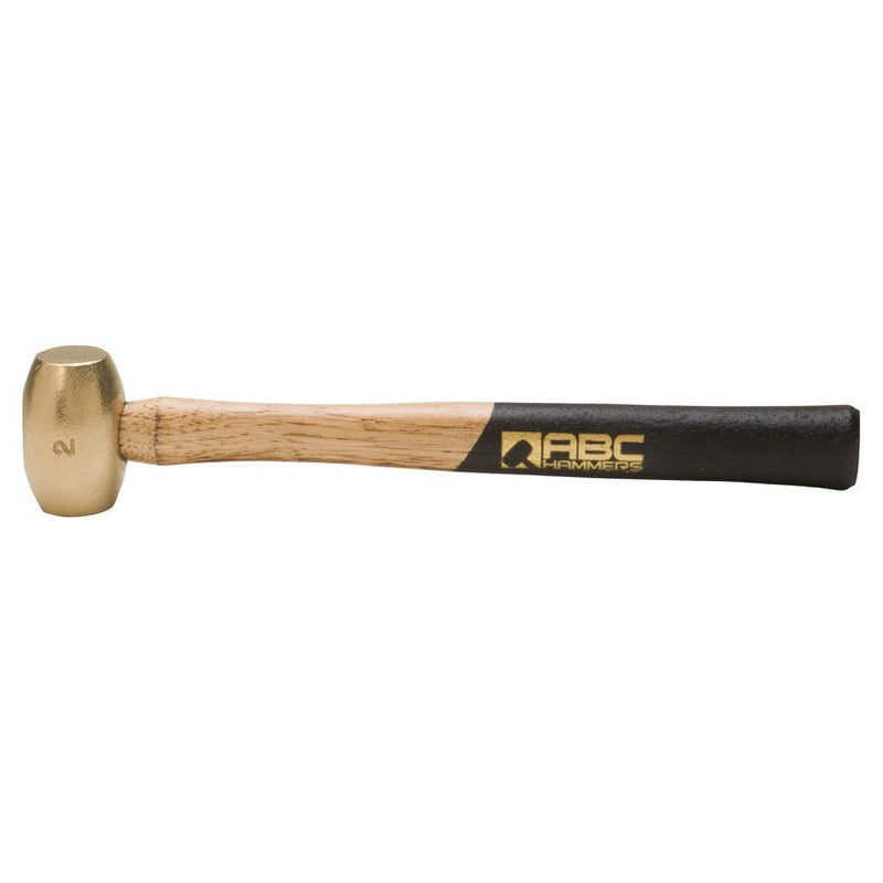 2 lb. Brass Hammer Non Slip 12.5" Wood Handle ABC Hammers ABC2BW - ToolPlanet