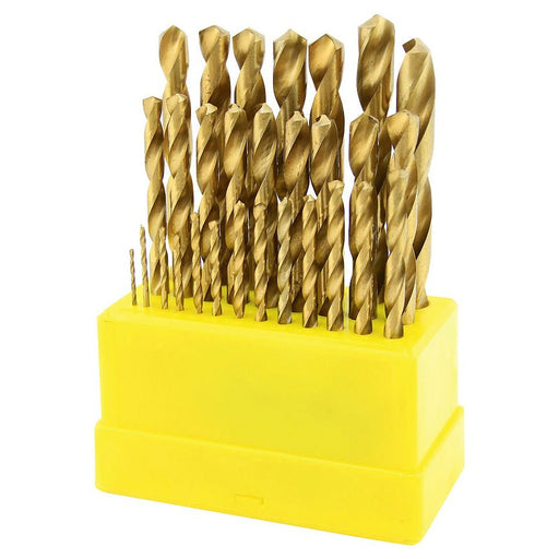 29 Pc. Titanium Drill Bit Set High Speed Reduced Shank 1/16 to 1/2 - ToolPlanet