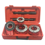 Durable red blow-molded storage and carrying case for the professional ratchet pipe threader and die kit.