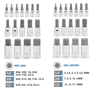 32 Pc. Master Hex Bit Socket Set Metric and SAE Standard - ToolPlanet