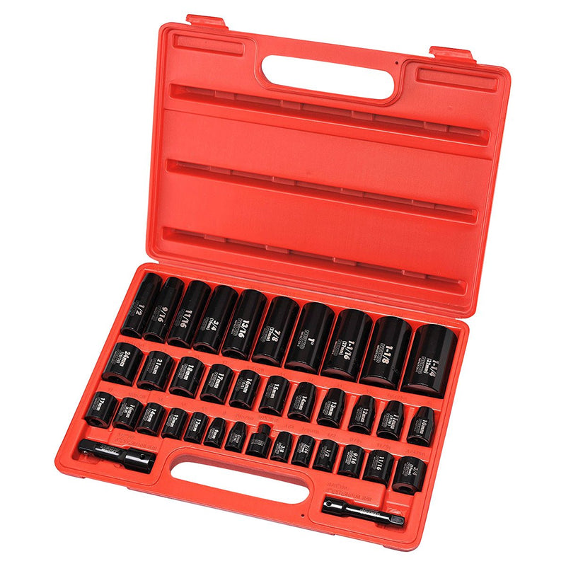 38 piece Impact Socket Set Duometric Combination SAE Metric - ToolPlanet