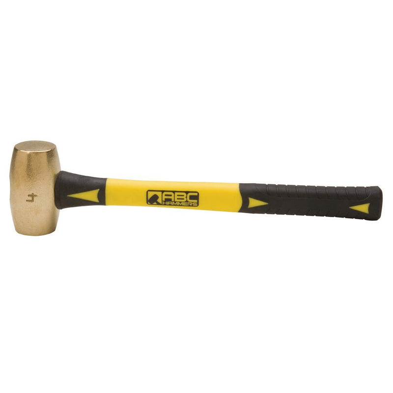 4 lb. Brass Hammer Non Slip 14" Fiberglass Handle ABC Hammers ABC4BF - ToolPlanet