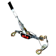 4 Ton Come Along hand cable power puller with dual gear design and three safety hooks shown on a white background.