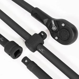 18 inch sliding T-bar and quick release ratchet handle for 3/4 inch drive sockets