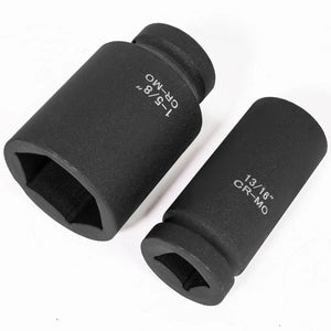 Two deep impact sockets with 6 point design