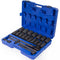 Blue impact socket set case with labeled SAE deep sockets