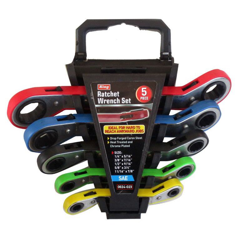 5 Piece Off-Set Ratchet Box Wrench Color Coded Set - ToolPlanet