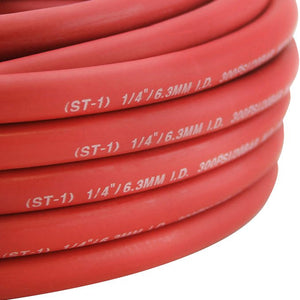 50 Ft. 1/4 Air Hose Red Rubber 300 psi Working Pressure 900 Burst - ToolPlanet