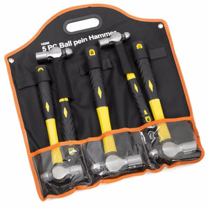 5pc Ball Peen Hammer Set - Carbon Steel Heads, Fiberglass Handles - ToolPlanet