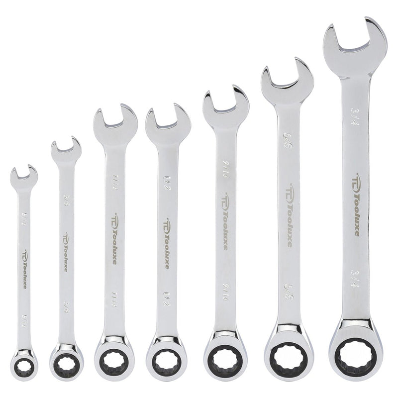 7 pc Ratcheting Wrench Set SAE 5/16 to 3/4 - ToolPlanet