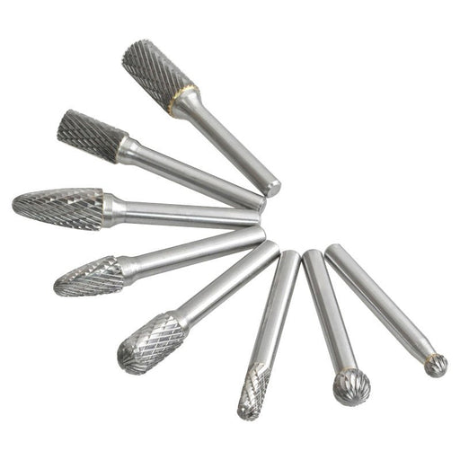 8 Pc. Double Cut Carbide Burr Rotary Bur Bit Set - ToolPlanet