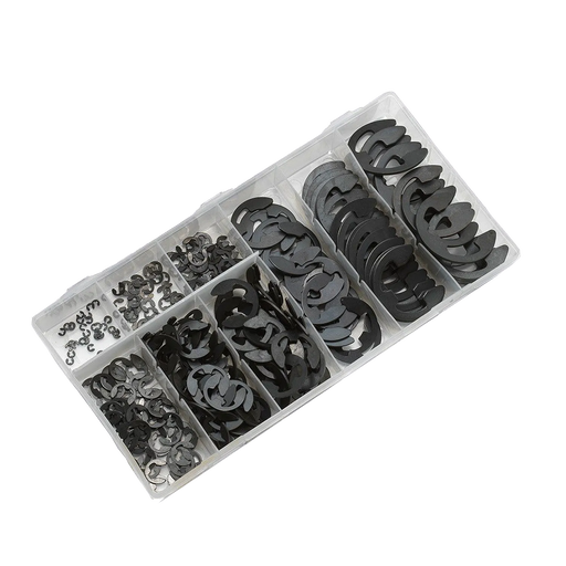 Full 300-piece E-clip assortment kit in plastic storage case