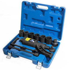 Complete view of the Professional Labor-Saving Torque Multiplier Wrench Set with all included components in case