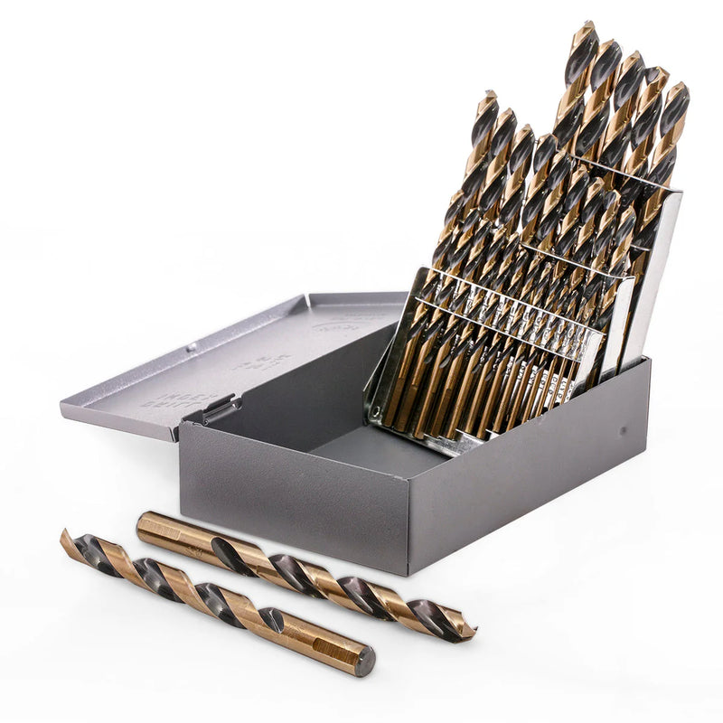 21 Pc. Drill Bit Set Black Gold Split Point 1/16 to 1/4