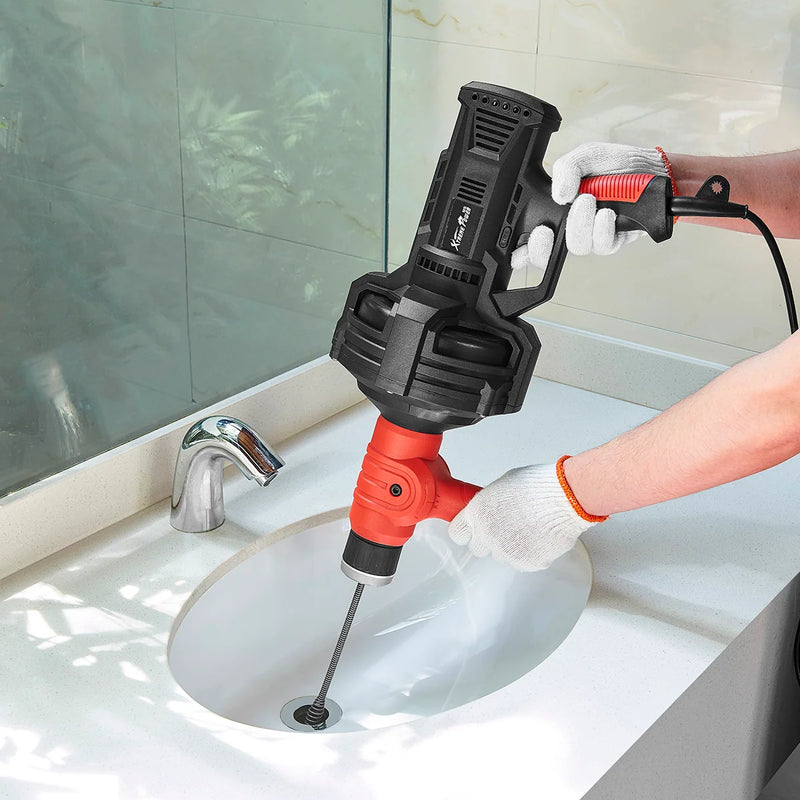 Portable Handheld Electric Drain Auger Cleaner with 25 foot 1/4" Cable Snake