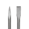 Close-up view of 16-inch flat and point chisel bits for demolition hammers