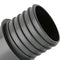 Close-up of threaded end on Woodstock D4230 3-inch dust collection hose quick coupler, black plastic fitting.