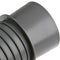 Close-up of smooth fitted end on Woodstock D4230 3-inch dust collection hose quick coupler, black plastic connector.