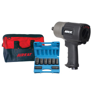 Aircat 1770-XLK 3/4 In. Air Impact Wrench 1600 ft-lb 8 Deep Socket Set - ToolPlanet