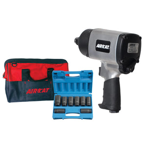 Aircat 1777K 3/4 In. Air Impact Wrench1600 ft-lb 8 Deep Socket Set - ToolPlanet