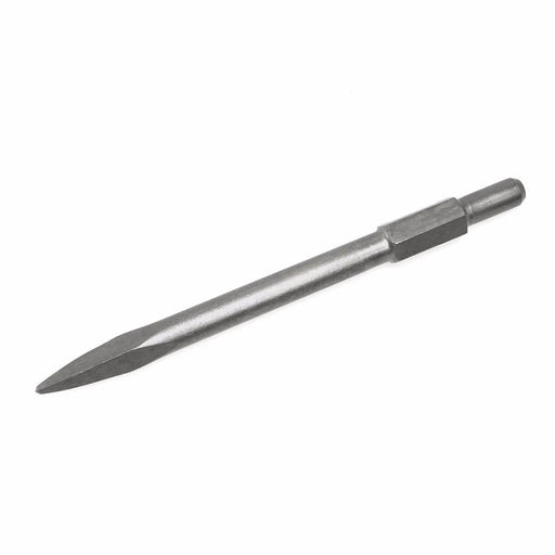 Bull point chisel bit with 1-1/8 inch hex shank for demolition and masonry work