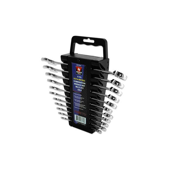 Combination Wrench Set 11 pc Metric Chrome Vanadium with Storage Rack - ToolPlanet
