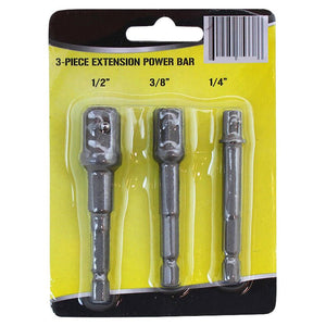 Extension Power Bar Set 1/4, 3/8, 1/2 Drive Hex End 3 pc - ToolPlanet