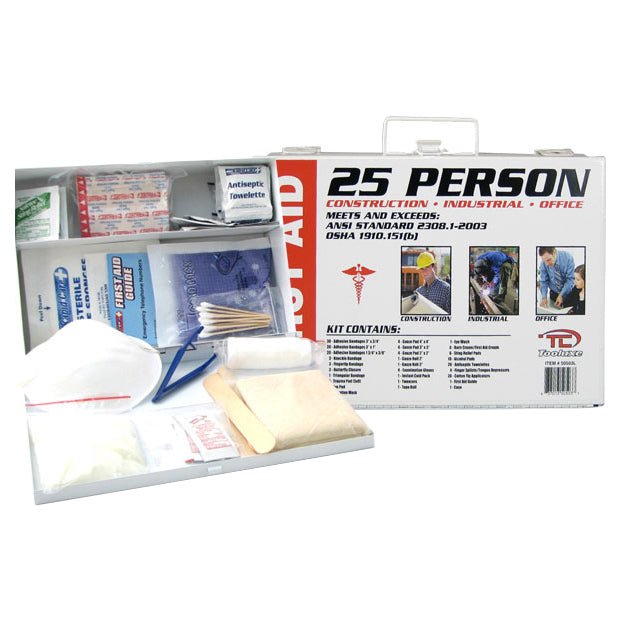 First Aid Kit with Metal Box 25 Person OSHA - ToolPlanet